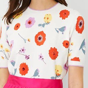 NWT Ann Taylor Floral Short Sleeve Sweater size XS